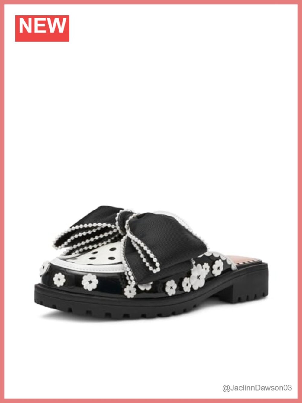 Printed Pearl Upper Slip-On Loafer - Floral Pattern Block Heel